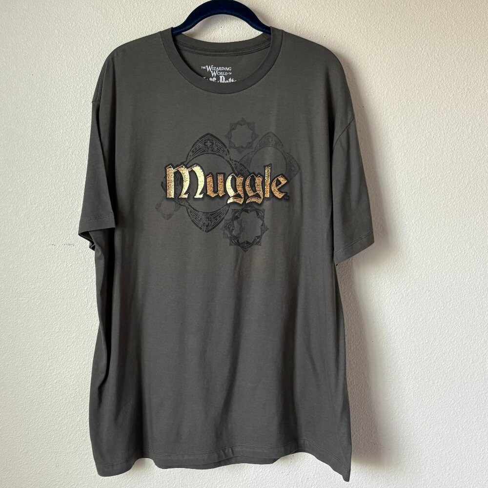 Wizarding World of Harry Potter Unisex Universal Muggle T Shirt Size XL Gray Tee